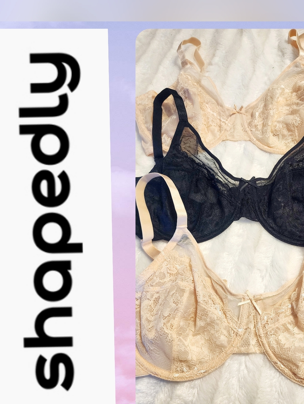 NEW. THREE Lace SHAPEDLY brand Bras.